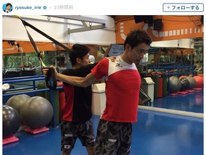 競泳・入江陵介、トレーニング風景に「胸筋が素敵です！」 画像