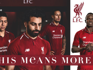 リバプールFC、2018/19年シーズンのホームユニフォーム発表…昨年のダークレッドを踏襲 画像