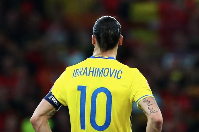 最後の代表戦を終えたサッカースウェーデン代表のズラタン・イブラヒモビッチ（2016年6月22日）