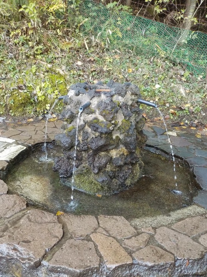 昭和の名水百選に選ばれた「護摩屋敷の水」で、ボトルに湧き水を汲む