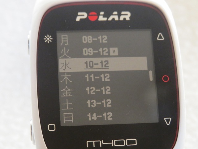 Polar M400 ブラック 画面表示