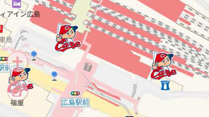 無料地図アプリ『恋するマップ～女子ちず～』に広島カープの「スラィリー」チャーム追加