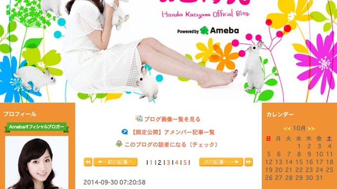 AKB48片山陽加のオフィシャルブログ、スクリーンショット