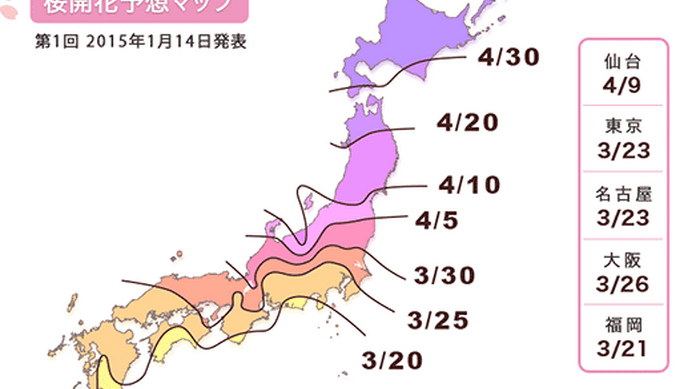開花時期は平年よりも早くなる？ソメイヨシノの開花日・満開日の予想を発表