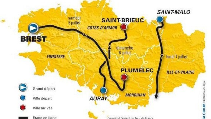 　08年ツール・ド・フランスのコースは10月25日の正午にパリで発表されると、大会主催者のASOが9月28日に明らかにした。大会は08年7月5日から27日までの23日間で、すでにフランス北西部のブルターニュ地方が序盤戦の開催地になると発表されている。