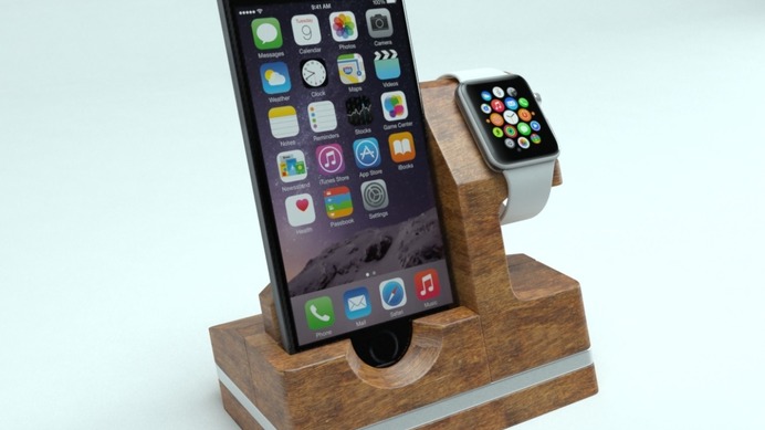 木材のぬくもりと最新ガジェット、Apple watch&iPhone用ドック「IWDock」…英ロンドン発