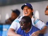 【MLB】欠場の大谷翔平、前日には“打球直撃”のアクシデントも……ベンチでは笑顔　パドレスとの首位攻防戦には出場見込みと指揮官「ショウヘイは大丈夫」 画像