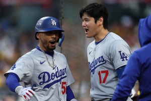 【MLB】大谷翔平が敬遠されると……「打率.750」　次打者ベッツが相手の“定石采配”に理解「ショウヘイを選択すれば、ほぼ負け戦だからね」 画像