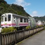 日之影温泉駅で、列車の宿として再利用されている高千穂鉄道の車両