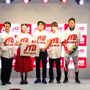 JTB新ブランド「JTB SPORTS」のイメージキャラクターに就任した武井咲、高田延彦、ナオト・インティライミ、JTBスポーツに所属する松平健太選手（卓球）、小池岳太選手（パラリンピックアルペンスキー）ら