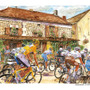 　ツール・ド・フランスをMTBで追いかけるイラストレーター、小河原政男の個展「ツール・ド・フランスの絵画展」が2月4日から26日までモンベル・名古屋店で開催される。同展はおよそ1年かけて全国8店舗のモンベルサロンで開催されている。2007年に初の個展を開催したが