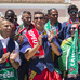 サッカー欧州選手権で優勝したポルトガル代表のクリスティアーノ・ロナウド（中央）らが凱旋（2016年7月12日）