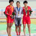 アジア競技大会女子スプリントの表彰式