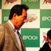 それぞれの野球論を展開した東尾修と石田純一（エポック社「野球盤 3Dエース」発表会、4月16日）