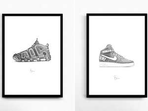 ナイキやアディダスのスニーカーを描くステフ・モーリス展、代官山で開催 画像