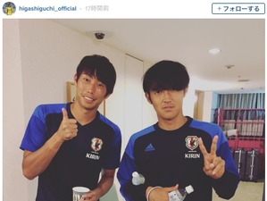 サッカー代表・宇佐美貴史＆東口順昭、揃って黒髪にイメチェン！…「元気そうでよかった」 画像