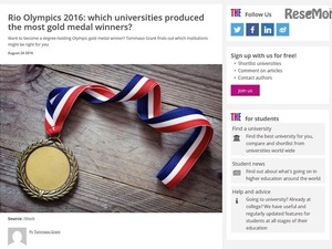 リオ五輪2016金メダリストの出身世界大学ランキング、Top10に国内2大学 画像