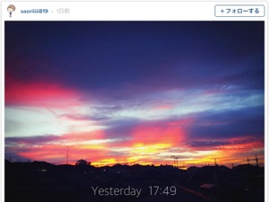木村沙織、自宅から見える幻想的な夕焼けを紹介 画像