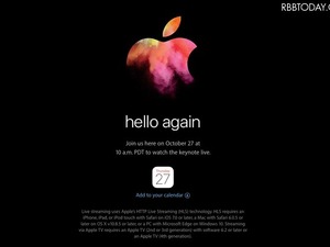 Apple、スペシャルイベント「hello again」を10月27日に開催 画像