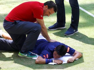 錦織圭が途中棄権、腰部の痛みで続けられず「続行できなくて残念」 画像