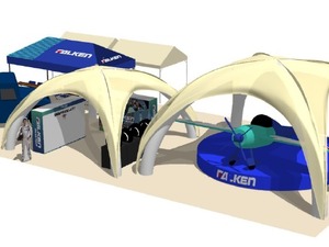 レッドブル エアレース千葉大会で室屋義秀が操縦する機体の模型を展示 画像