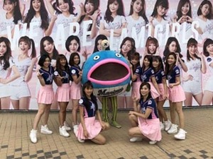 台湾で人気沸騰！ロッテ「謎の魚」が始球式、フォームはまさかの…下投げ!? 画像