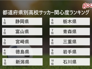 高校サッカー関心度ランキング、1位は静岡県…世代別1位は25歳～34歳 画像