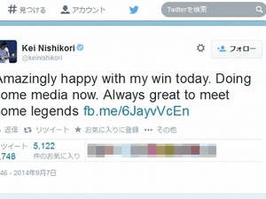 テニス錦織、関連ツイートは30万超 画像
