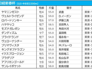 【日経新春杯／枠順】ヴェローナシチー川田は昨年Vと同じ5枠　ヴェルトライゼンデは「外差し」中京で試練の2枠 画像