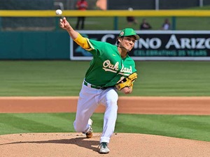 【MLB】藤浪晋太郎、3回3奪三振1失点でオープン戦初勝利　防御率1.80と開幕ローテ入りへ好アピール 画像