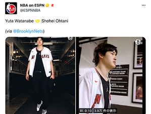 【NBA】渡邊雄太が大谷翔平ユニでアリーナ入りに　ファンは「ショウヘイのNY行きを説得して」と懇願 画像