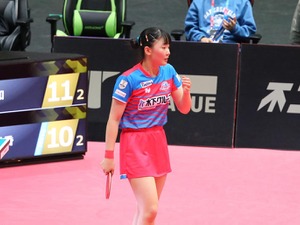 張本美和が2点起用で躍動　平野美宇、木原美悠で完封勝利のKA神奈川が3位以内確定　連覇へ向けてPO進出決定【Tリーグ】 画像