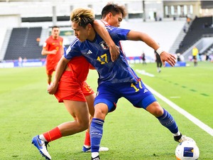 「自分たちの強さが出た」先制ボレー弾のMF松木玖生、10人で逃げ切ったチームに手応え　U-23日本代表、パリ五輪へ白星発進 画像