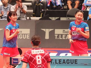 長﨑美柚が2点起用で張本美和と今季4度目のダブルス結成　平野美宇、木原美悠が揃ったKA神奈川が九州にリベンジなるか【Tリーグ】 画像