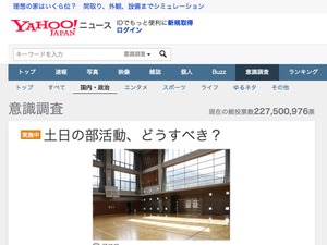 「土日の部活動」議論…やるべき？やめるべき？10万投票に迫る投票数、Yahoo！が意識調査 画像
