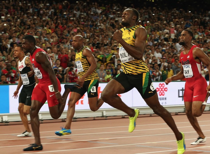 世界陸上 男子100メートルで優勝したウサイン・ボルト（c）Getty Images
