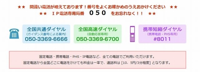 日本道路交通情報センターのインフォメーションダイヤル