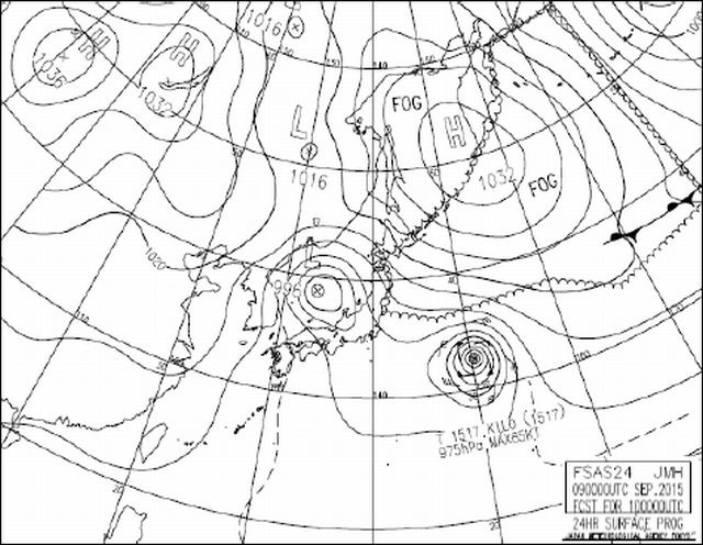 予想天気図（9月10日9時予想）