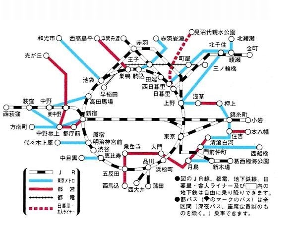 東京フリーきっぷの利用範囲