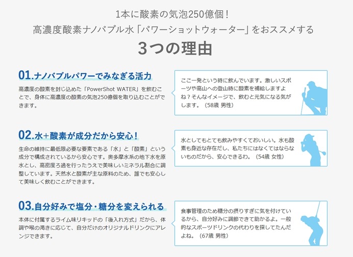 ゴルフ専用飲料！酸素を取り込める「パワーショットウォーター」