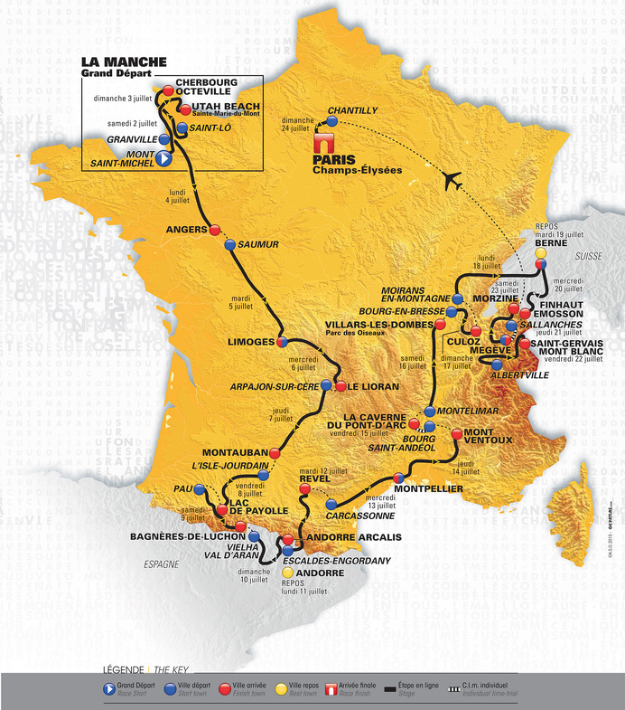 2016ツール・ド・フランスのコースマップ