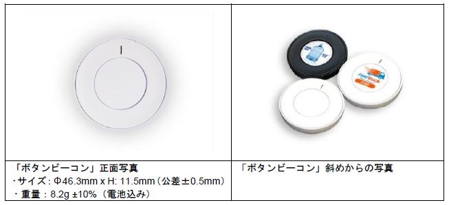 ボタンビーコンとメガネスーパーのメガネ型ウェアラブル「b.g.」が連携