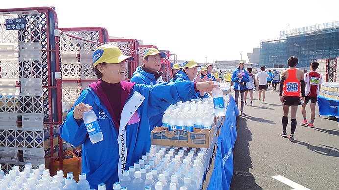 東京マラソン2016フィニッシュ地点、東京ビッグサイトにて（2月28日）