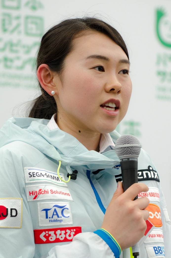 パラ・クロスカントリースキー日本代表の阿部友里香（2016年5月10日、日本障害者スキー連盟活動報告会）