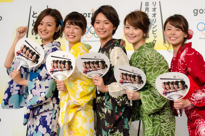 民放各局が共同でリオデジャネイロ五輪放送を実施。5人の女子アナウンサーが記者発表に登場（2016年7月7日）