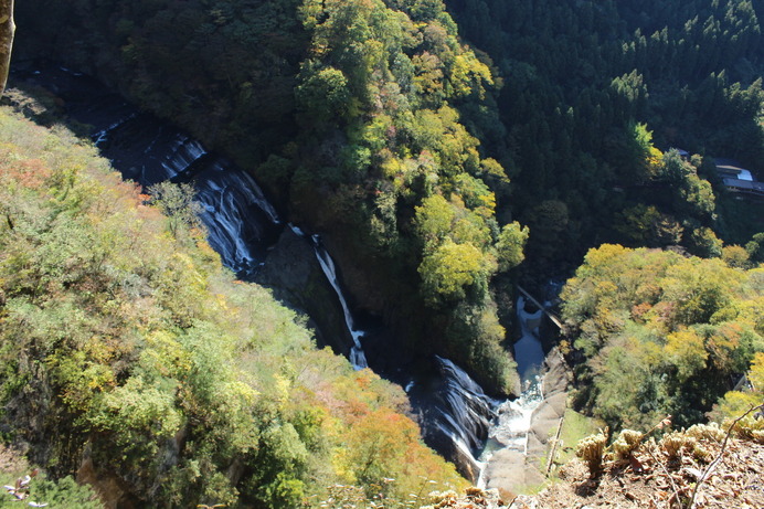 立神山の下山路には、袋田の滝を上から眺められるスポットがある
