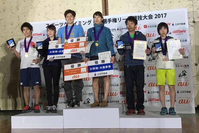 スポーツクライミング日本選手権リード競技大会2017。男子は中野稔、女子は野口啓代が優勝（2017年3月5日）