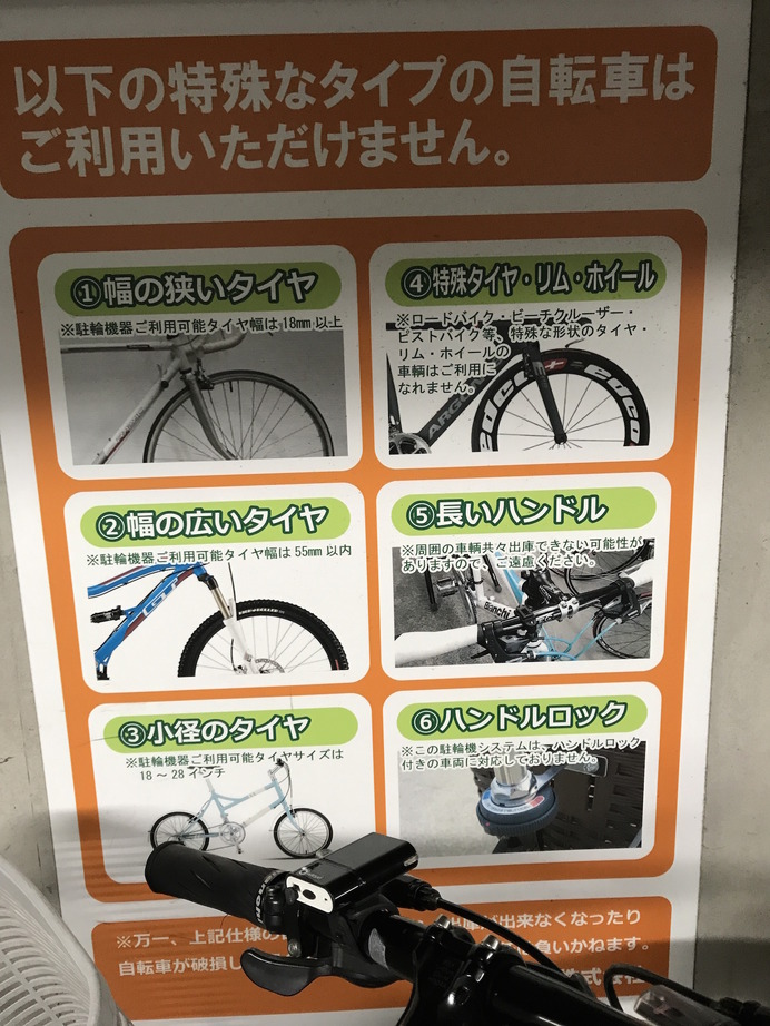 一部の車種は自転車が完全にロックできないので利用不可のようだ