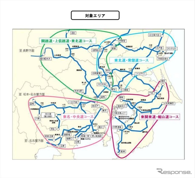 高速史上初の二輪車専用周遊パス「二輪車ツーリングプラン」のエリア