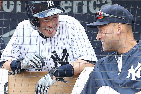 ヤンキース時代に2年半、チームメートだったイチローとジーター氏【写真：Getty Images】
